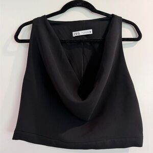 Zara Black Women's Cowl Neck Crop Top